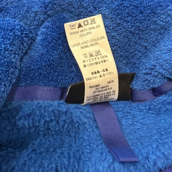 Patagonia sz M Royal Blue Fleece Pullover kangaroo pocket, snaps great condition - Picture 7 of 7